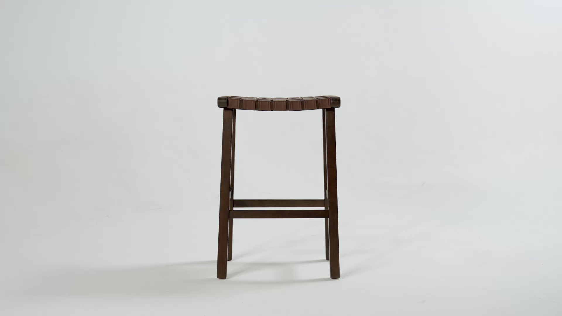 Noah Backless Bar Stool In Aged Brown Finish With Cocoa Brown Vegan Leather in Stools by Maven Lane