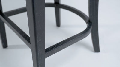26" Isabella Swivel Counter Stool in Aged Black Finish with Snow White Fabric in Counter Stools by Maven Lane