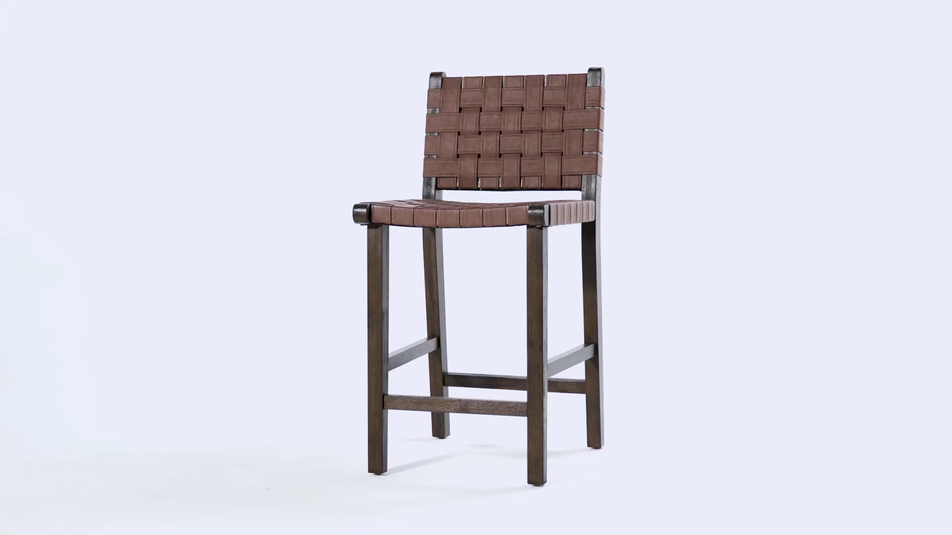 26" Noah Counter Stool in Aged Brown Finish with Cocoa Brown Vegan Leather in Stools by Maven Lane