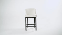 Gia Counter Stool in Black Finish and White Fabric in Stools by Maven Lane