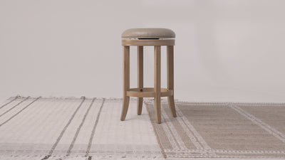 Eva Swivel Counter Height Kitchen Stool - Weathered Oak Finish with Avanti Bone Vegan Leather in Stools by Maven Lane