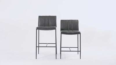 29" Gerard Bar Stool in Black Finish with Dark Grey Faux Leather (Set of 3) in Stools by Maven Lane