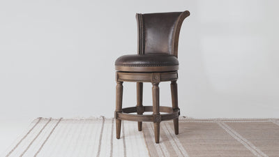 26" Pullman Counter Stool in Brown Finish with Brown Faux Leather (Set of 4) in Stools by Maven Lane