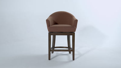 26" Isabella swivel counter height kitchen stool - aged brown finish with clay canvas fabric in Maven Lane by Maven Lane