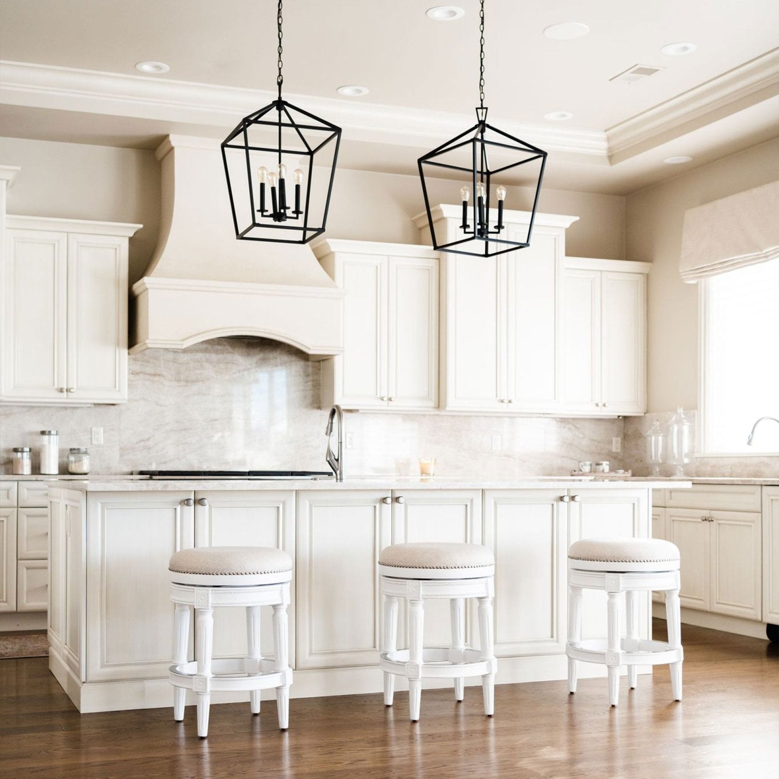 Pullman Backless Bar Stool In Alabaster White Finish With Cream Fabric Upholstery in Stools by Maven Lane