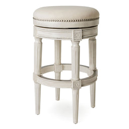Pullman Backless Bar Stool in Cream Finish and Cream Fabric