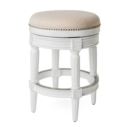Pullman Backless Counter Stool in White Finish with Cream Fabric
