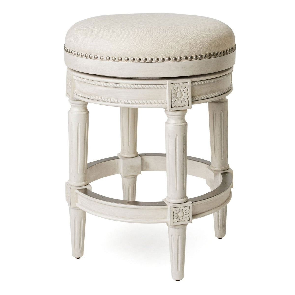 Pullman Backless Counter Stool in Cream Finish and Natural Fabric ...