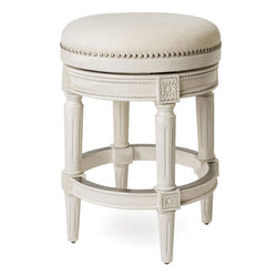 Pullman Backless Counter Stool in Cream Finish and Natural Fabric in Stools by Maven Lane