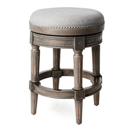 Pullman Backless Counter Stool in Grey Finish with Grey Fabric