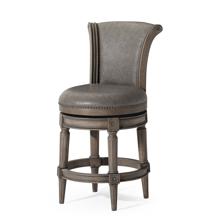 Pullman Counter Stool in Reclaimed Oak Finish with Ronan Stone Vegan Leather in Stools by Maven Lane