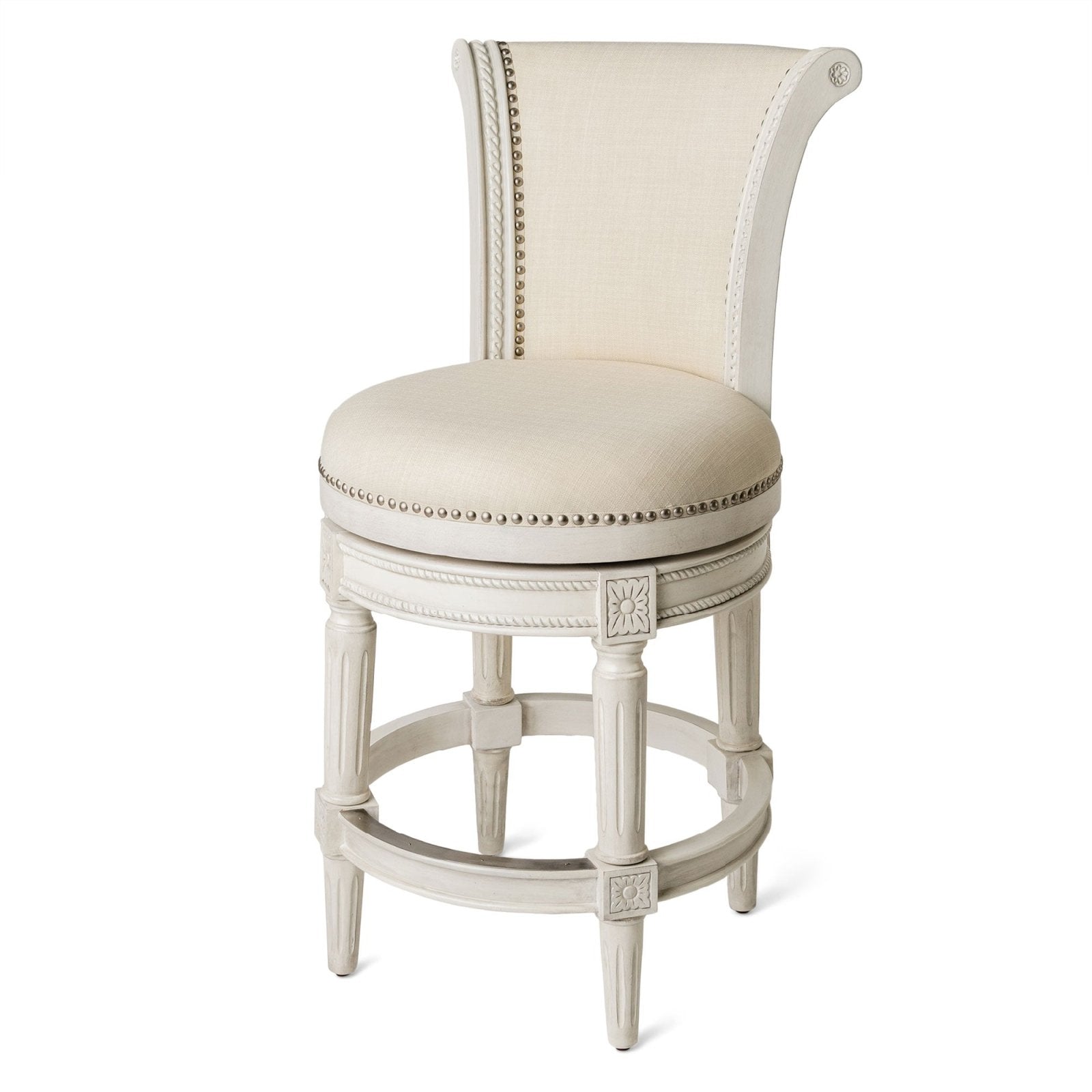 Pullman Counter Stool in Cream Finish and Cream Fabric Upholstery in Stools by Maven Lane