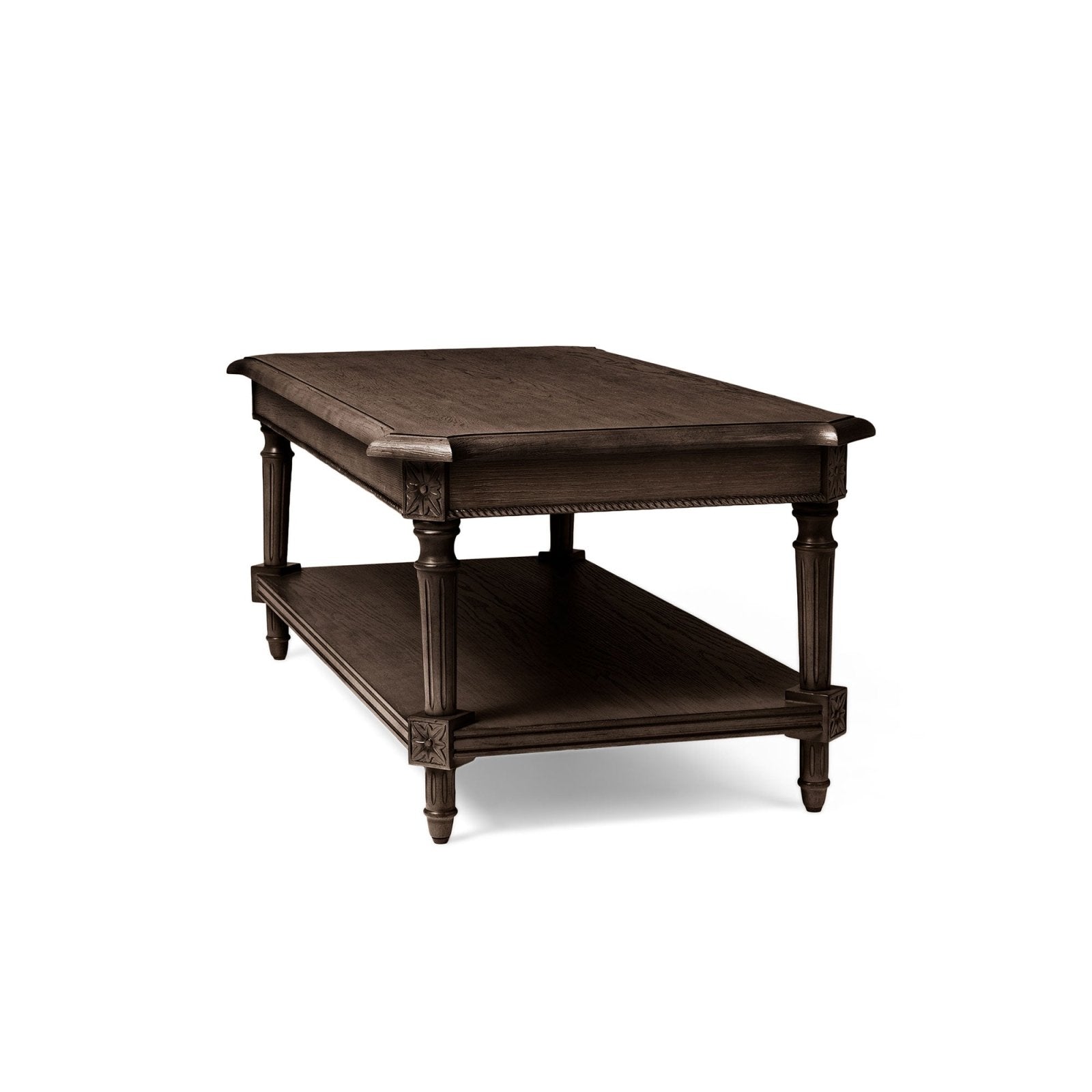 Pullman Traditional Rectangular Wooden Coffee Table in Antiqued Brown Finish in Accent Tables by Maven Lane