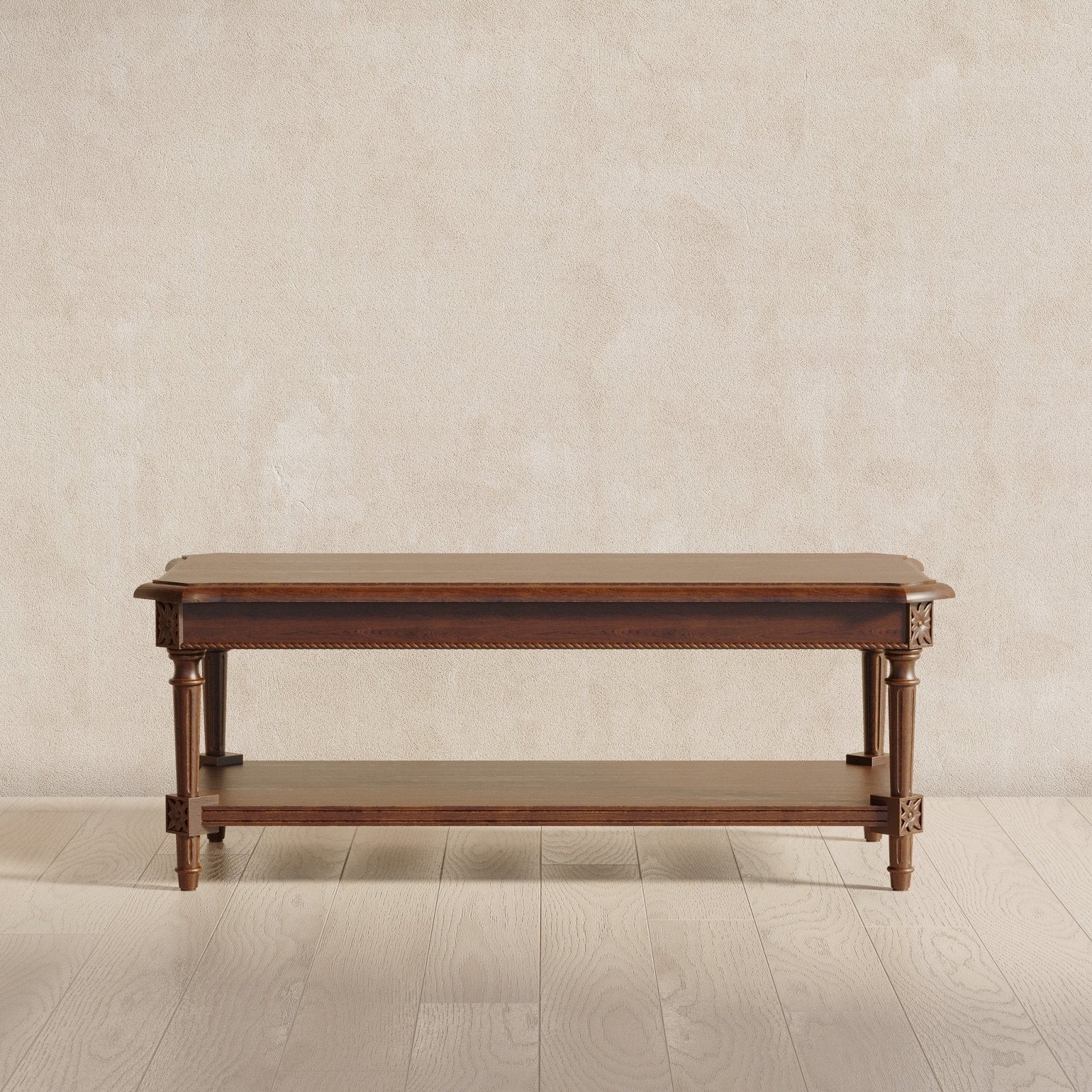 Pullman Traditional Rectangular Wooden Coffee Table in Antiqued Brown Finish in Accent Tables by Maven Lane