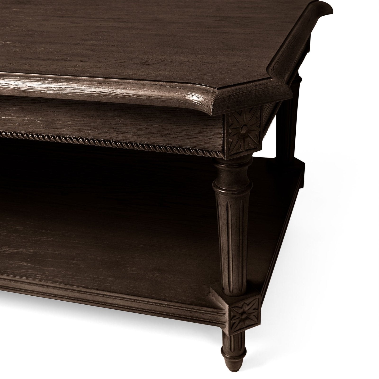 Pullman Traditional Rectangular Wooden Coffee Table in Antiqued Brown Finish in Accent Tables by Maven Lane