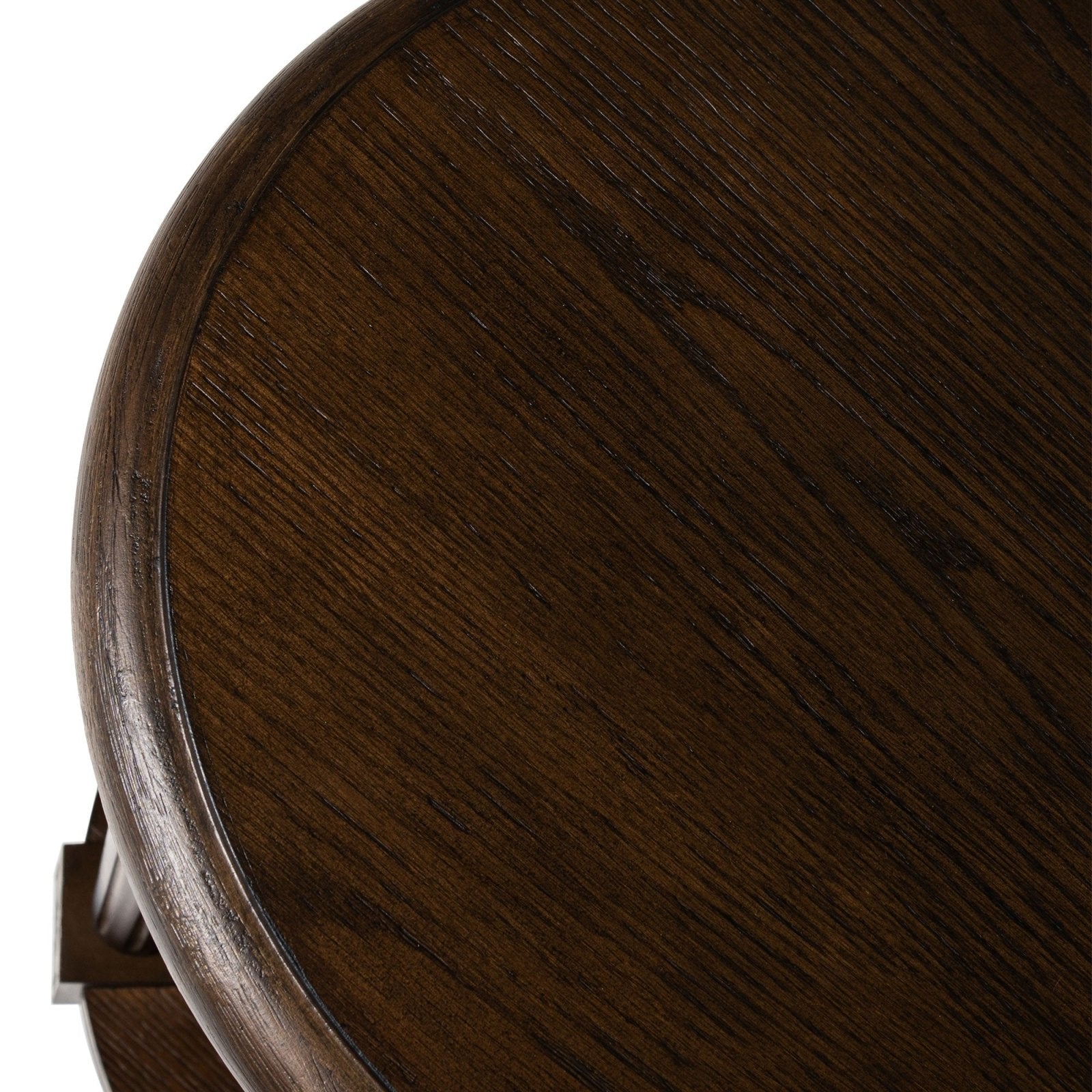 Pullman Traditional Round Wooden Side Table in Antiqued Brown Finish