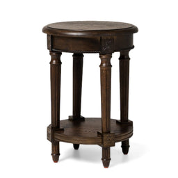 Pullman Traditional Round Wooden Side Table in Brown Finish