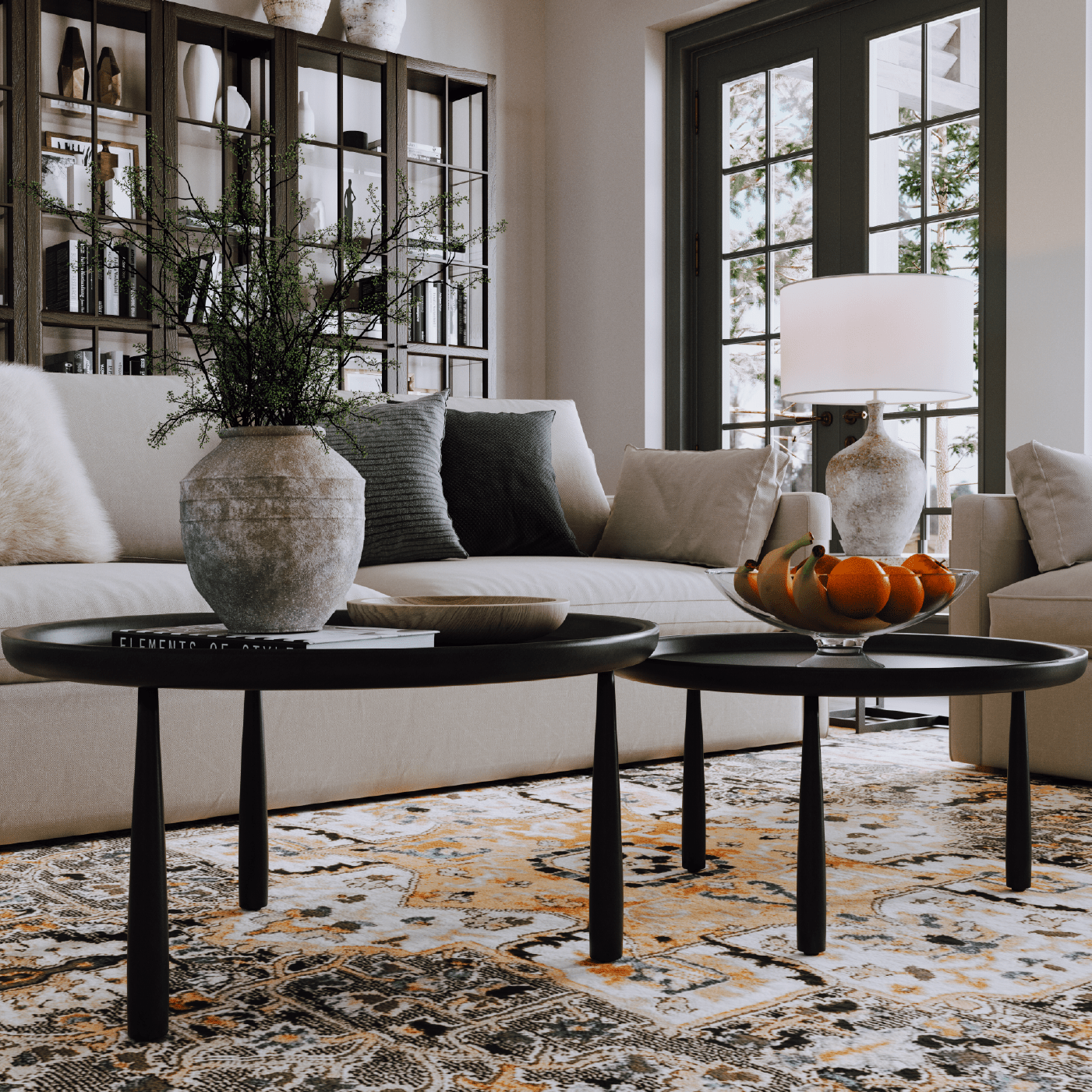 Sonia Rustic Wooden Nesting Coffee Tables in Matte Black in Accent Tables by Maven Lane