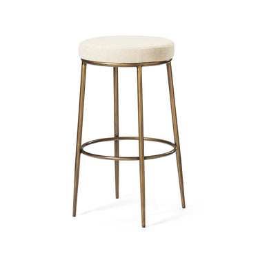 Stella Bar Stool in Aged Gold Finish with Beige Fabric
