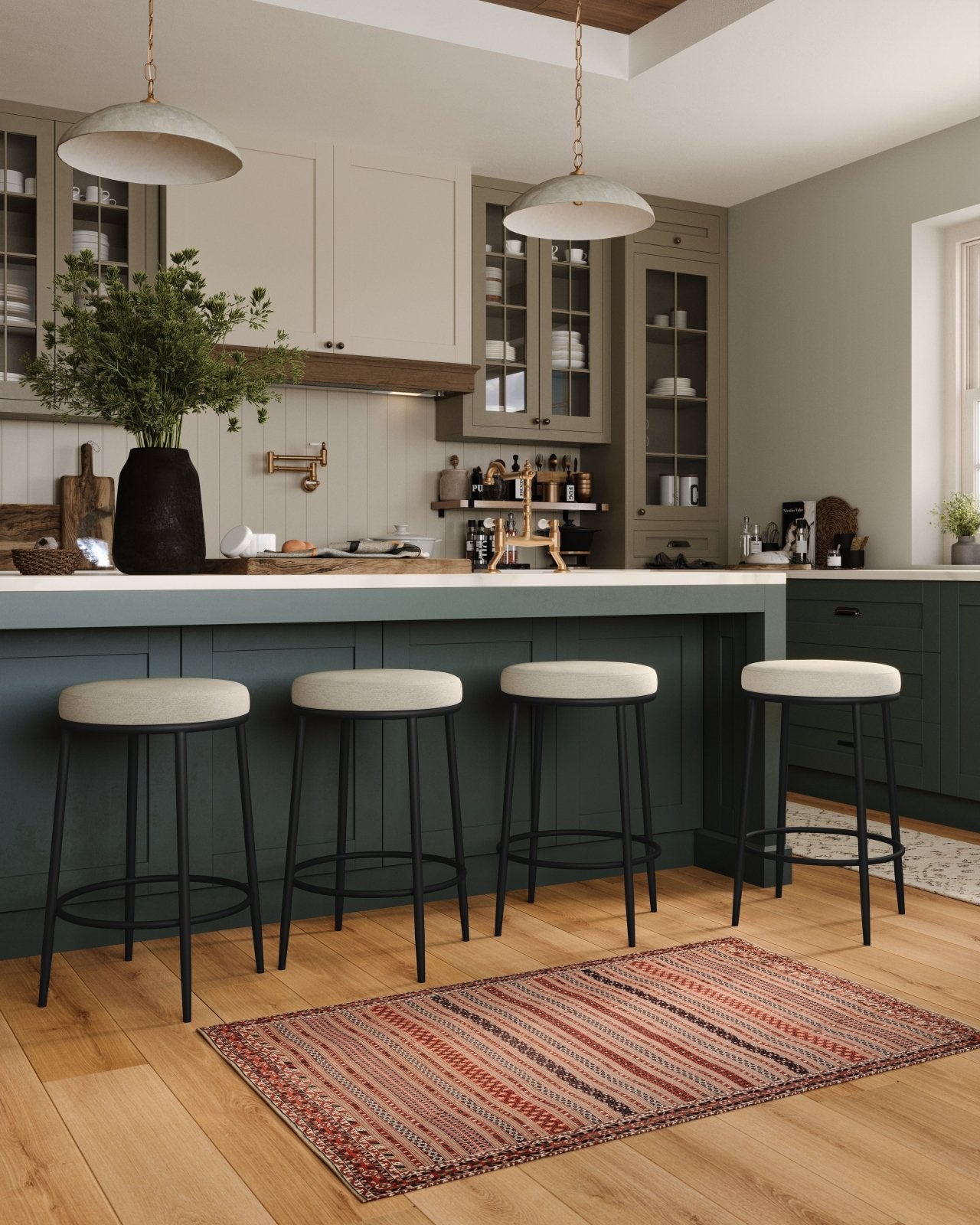 26" Stella Counter Stool in Matte Black Finish with Snow White Fabric Upholstery in Stools by Maven Lane