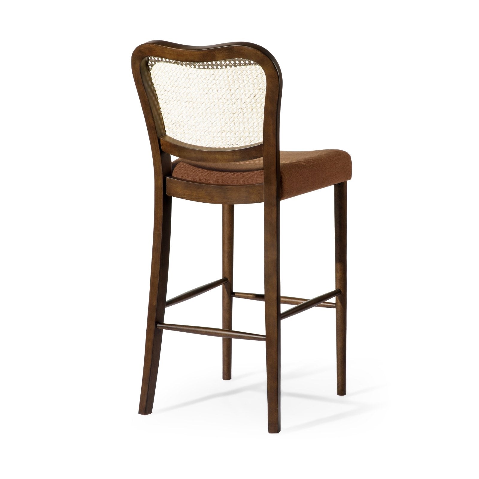 Vera Bar Stool In Aged Brown With Clay Brown Upholstery in Stools by Maven Lane