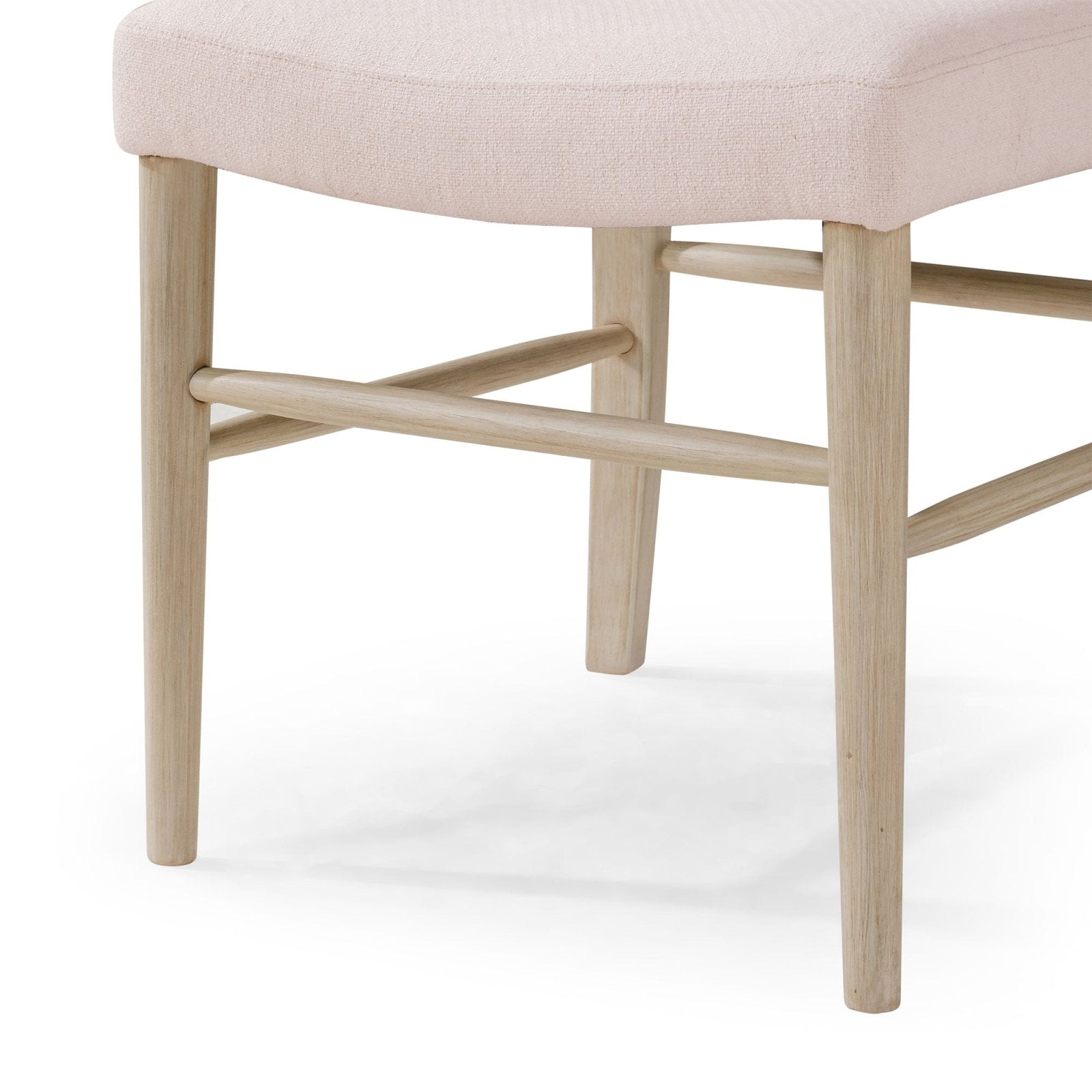 Vera Classical Wooden Dining Chair In Antiqued White Finish With Cream Weave Fabric Upholstery, Set Of 2 in Maven Lane by Maven Lane