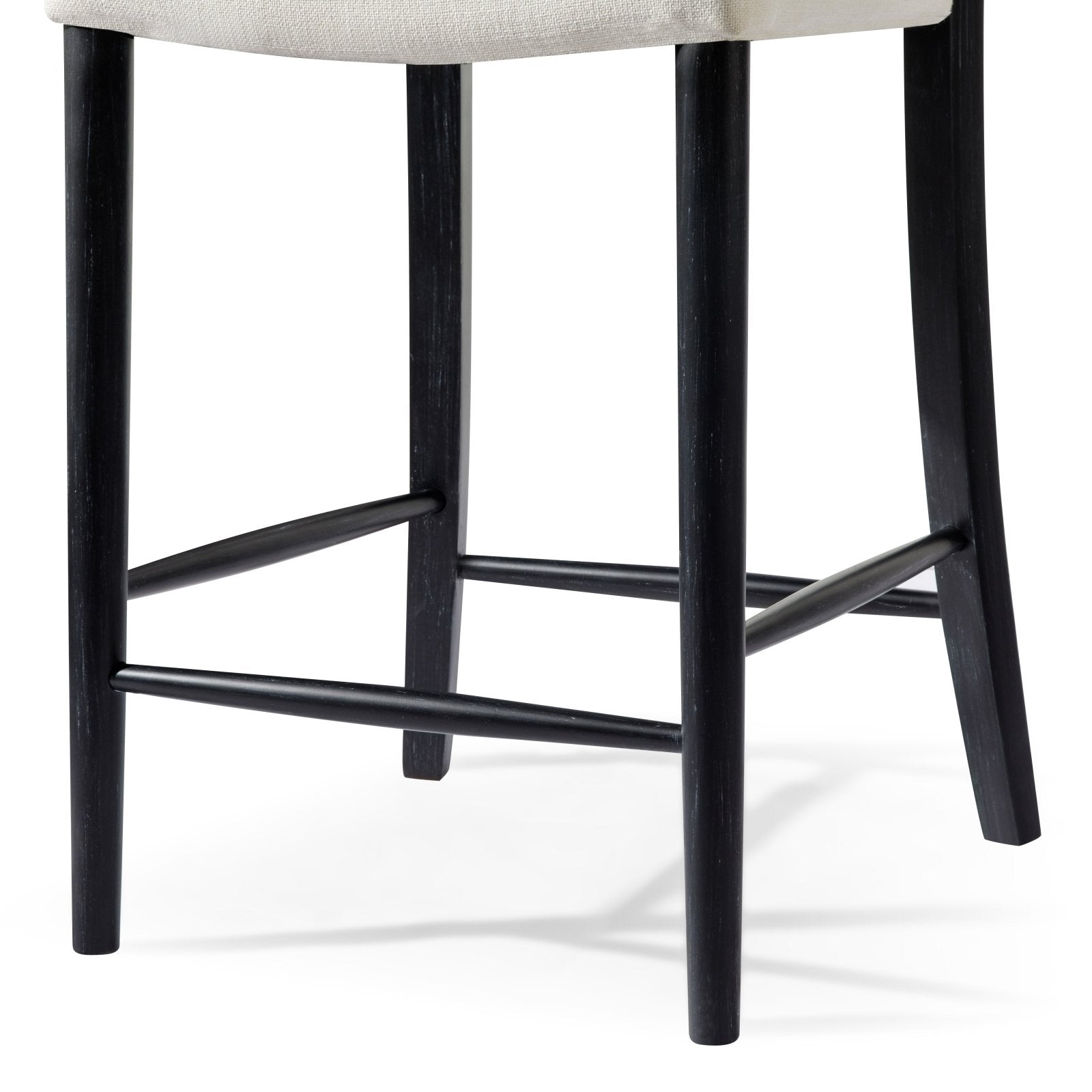 Vera Counter Stool In Aged Black With Snow White Upholstery in Stools by Maven Lane