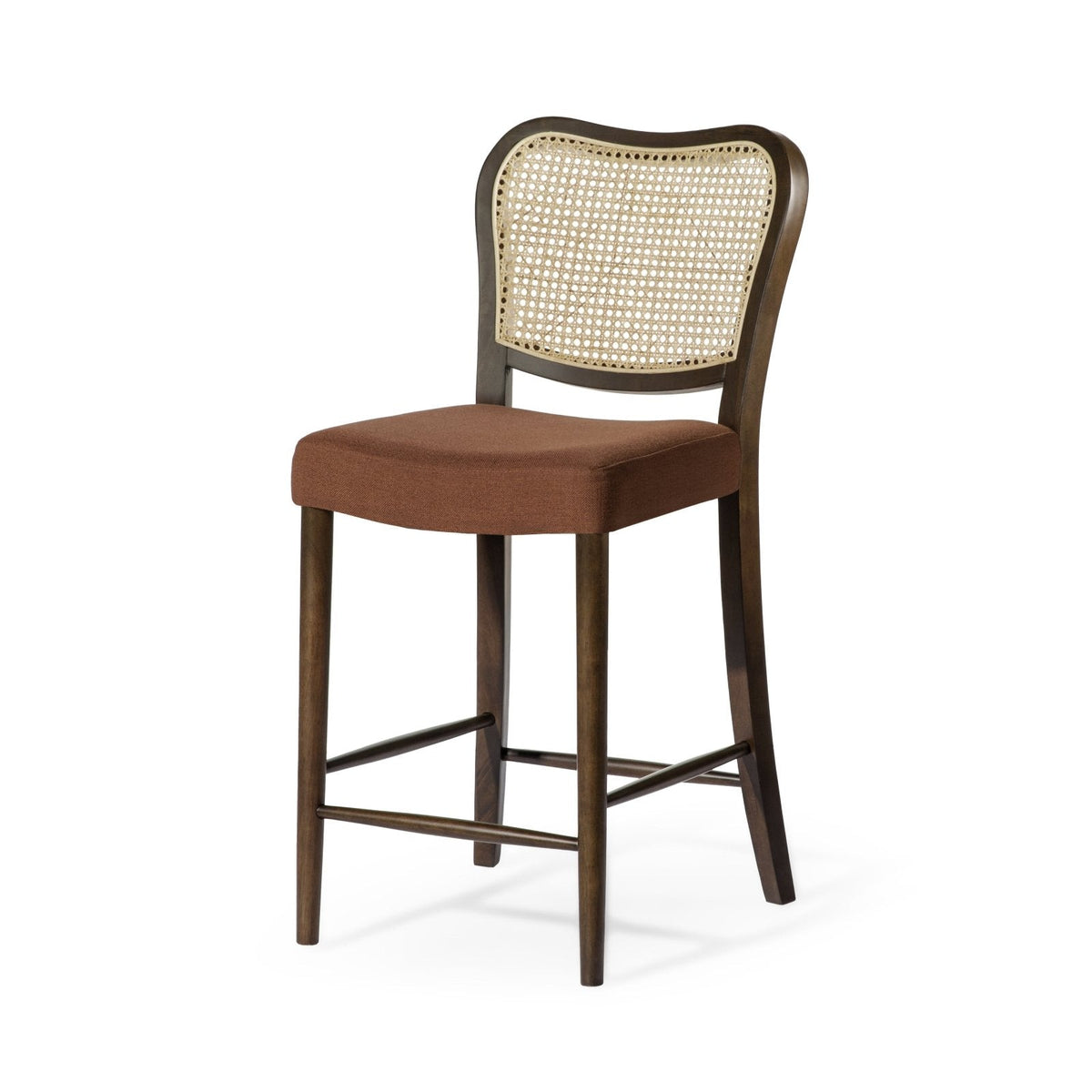 Vera Counter Stool in Brown Finish and Brown Fabric Upholstery in Stools by Maven Lane