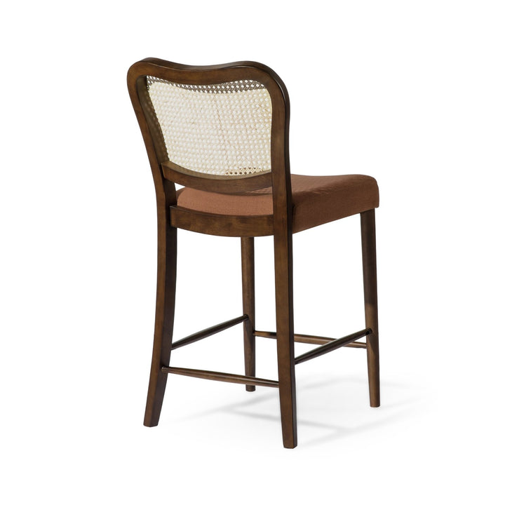 Vera Counter Stool In Aged Brown With Clay Brown Upholstery in Stools by Maven Lane