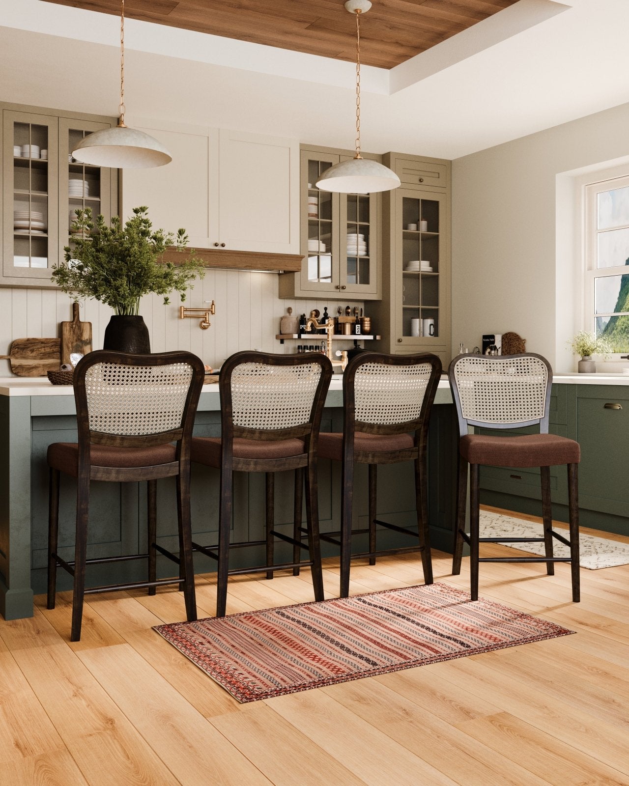 Vera Counter Stool In Aged Brown With Clay Brown Upholstery in Stools by Maven Lane