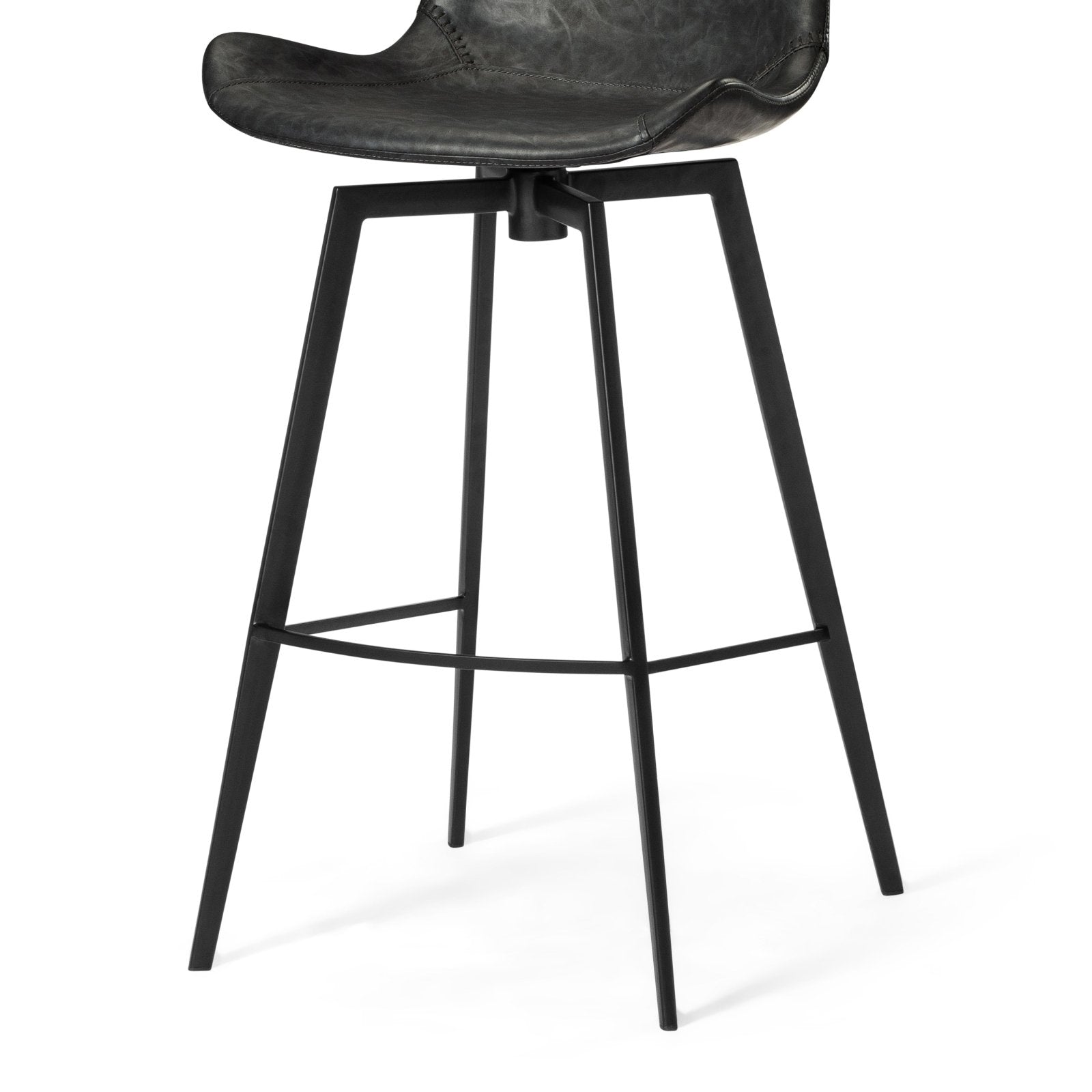 Victor Bar Stool In Matte Black Frame With Charcoal Vegan Leather in Stools by Maven Lane