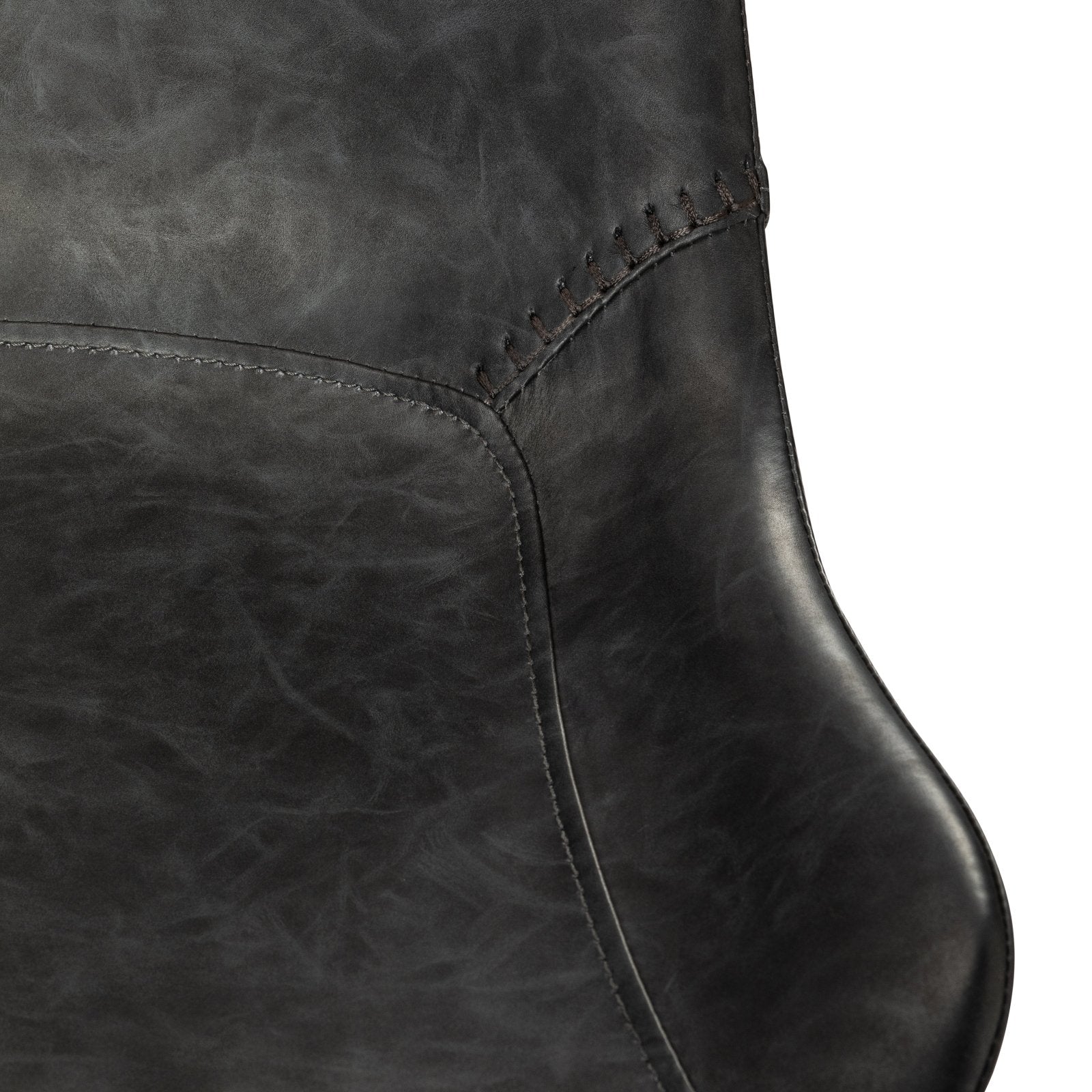 30" Victor Bar Stool in Matte Black Frame with Charcoal Vegan Leather in Stools by Maven Lane