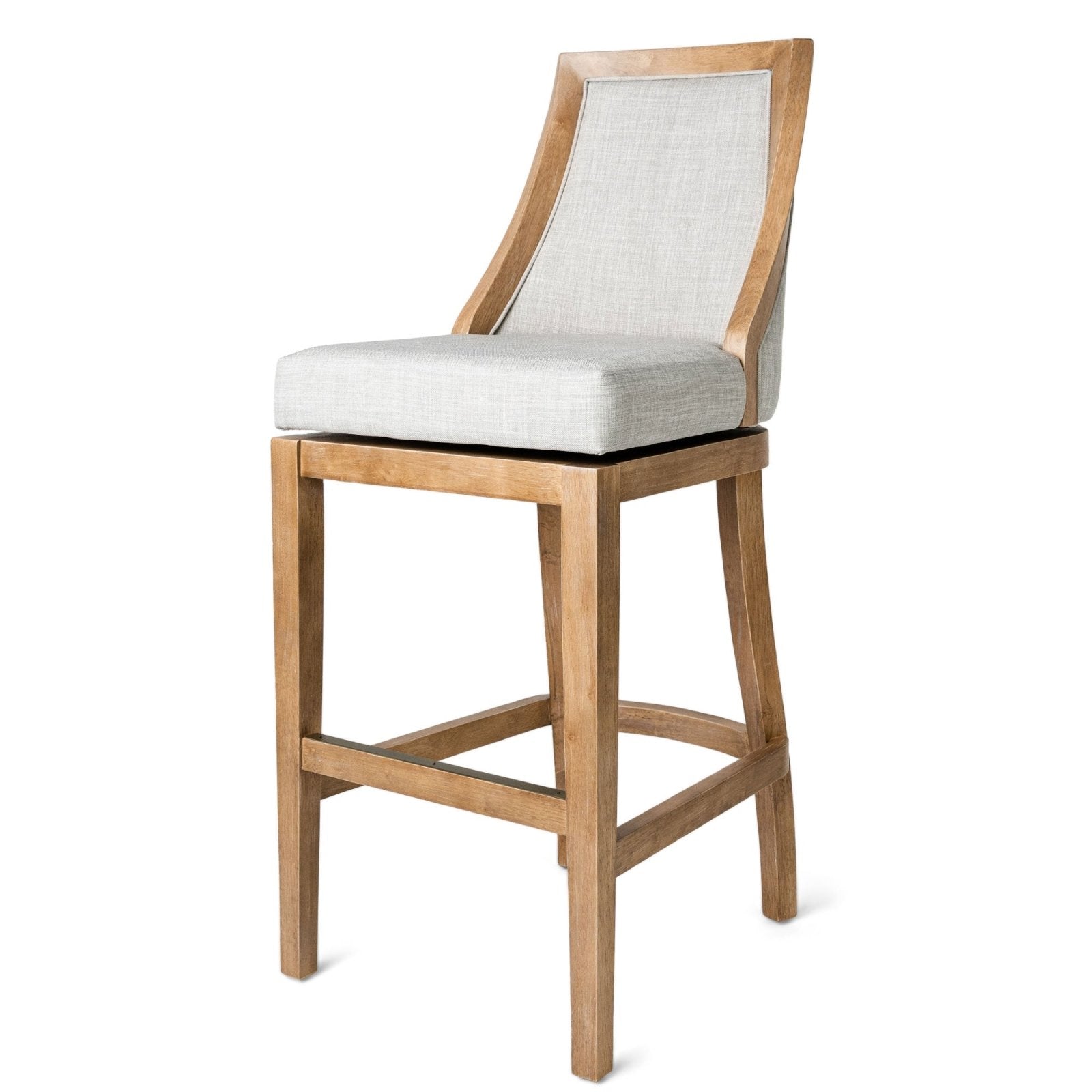 Vienna Bar Stool in Weathered Oak Finish with Sand Color Fabric Upholstery in Bar Stools by Maven Lane