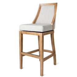 Vienna Swivel Bar Stool in Light Brown Finish with Natural Fabric in Stools by Maven Lane