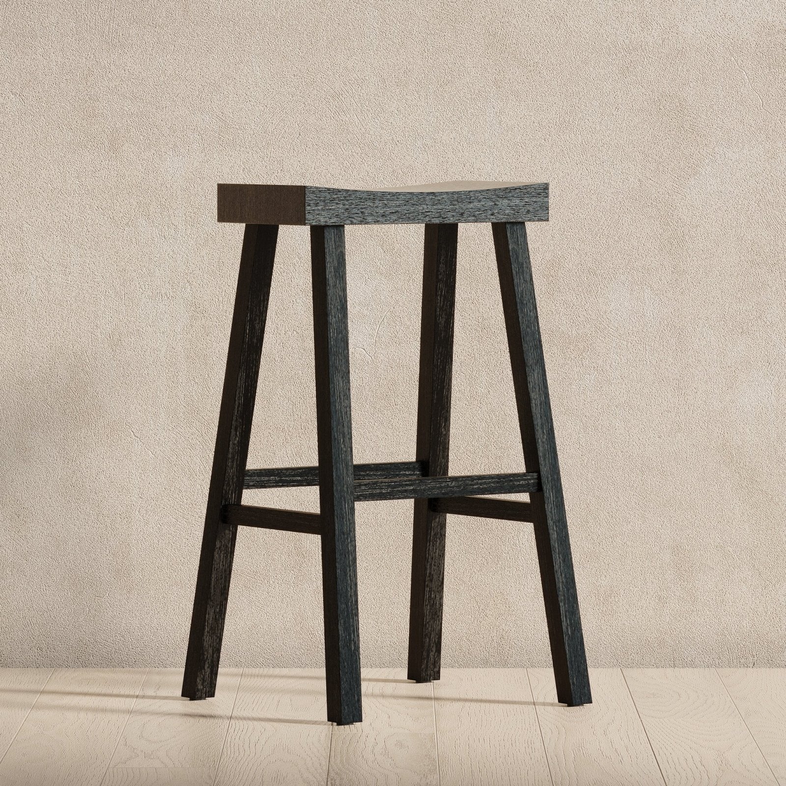 Vincent Bar Stool in Antiqued Black Finish in Stools by Maven Lane