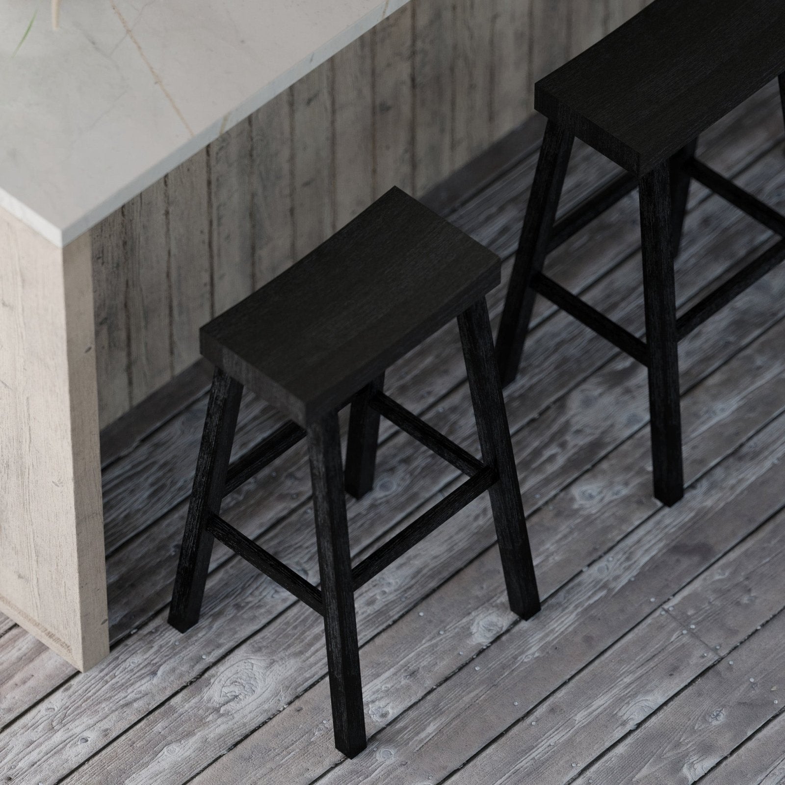 Vincent Bar Stool in Antiqued Black Finish in Stools by Maven Lane