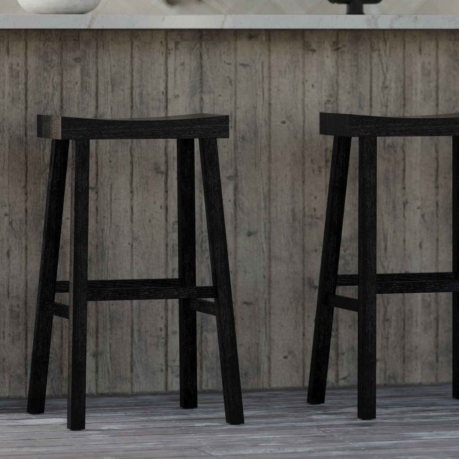 Vincent Bar Stool in Antiqued Black Finish in Stools by Maven Lane