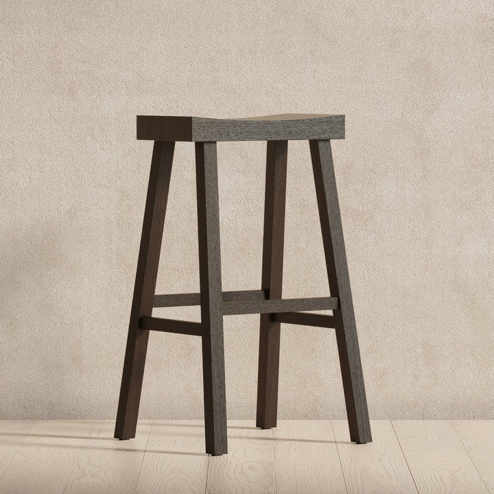 Vincent Bar Stool in Antiqued Brown Finish in Stools by Maven Lane