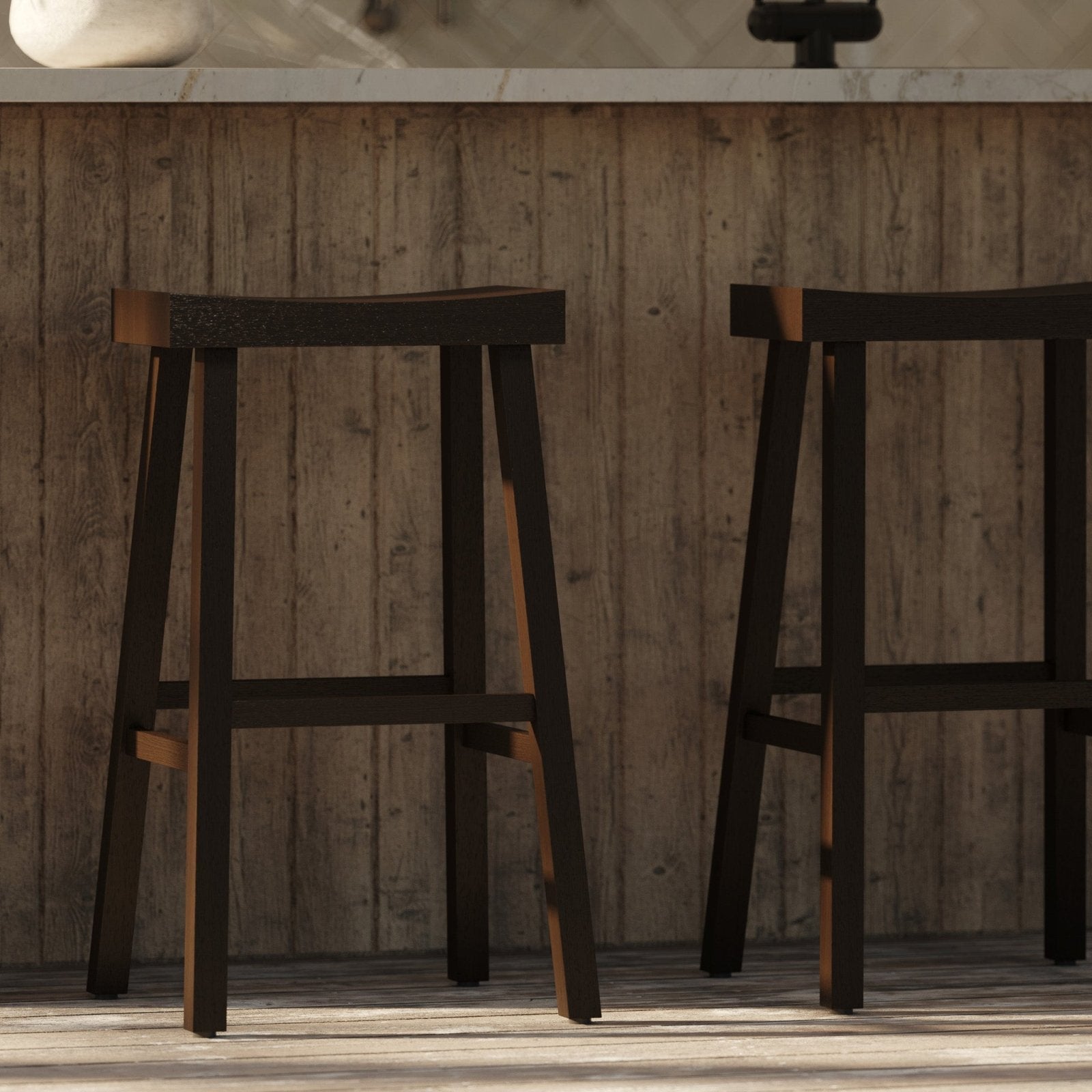 Vincent Bar Stool in Antiqued Brown Finish in Stools by Maven Lane