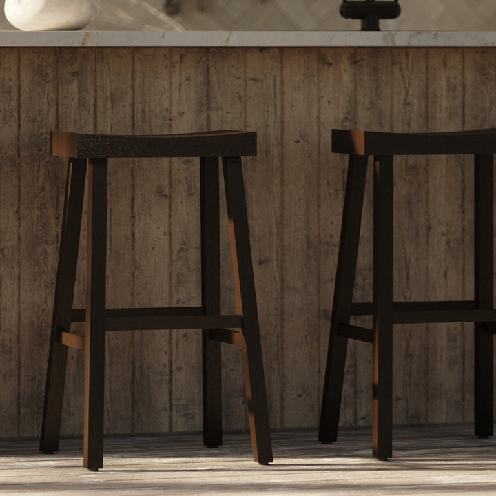 Vincent Bar Stool in Antiqued Brown Finish in Stools by Maven Lane