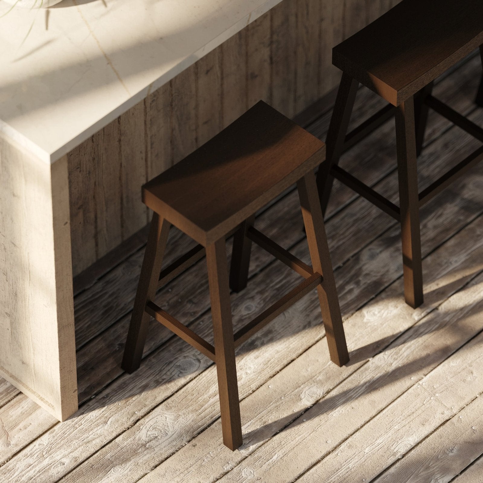 Vincent Bar Stool in Antiqued Brown Finish in Stools by Maven Lane