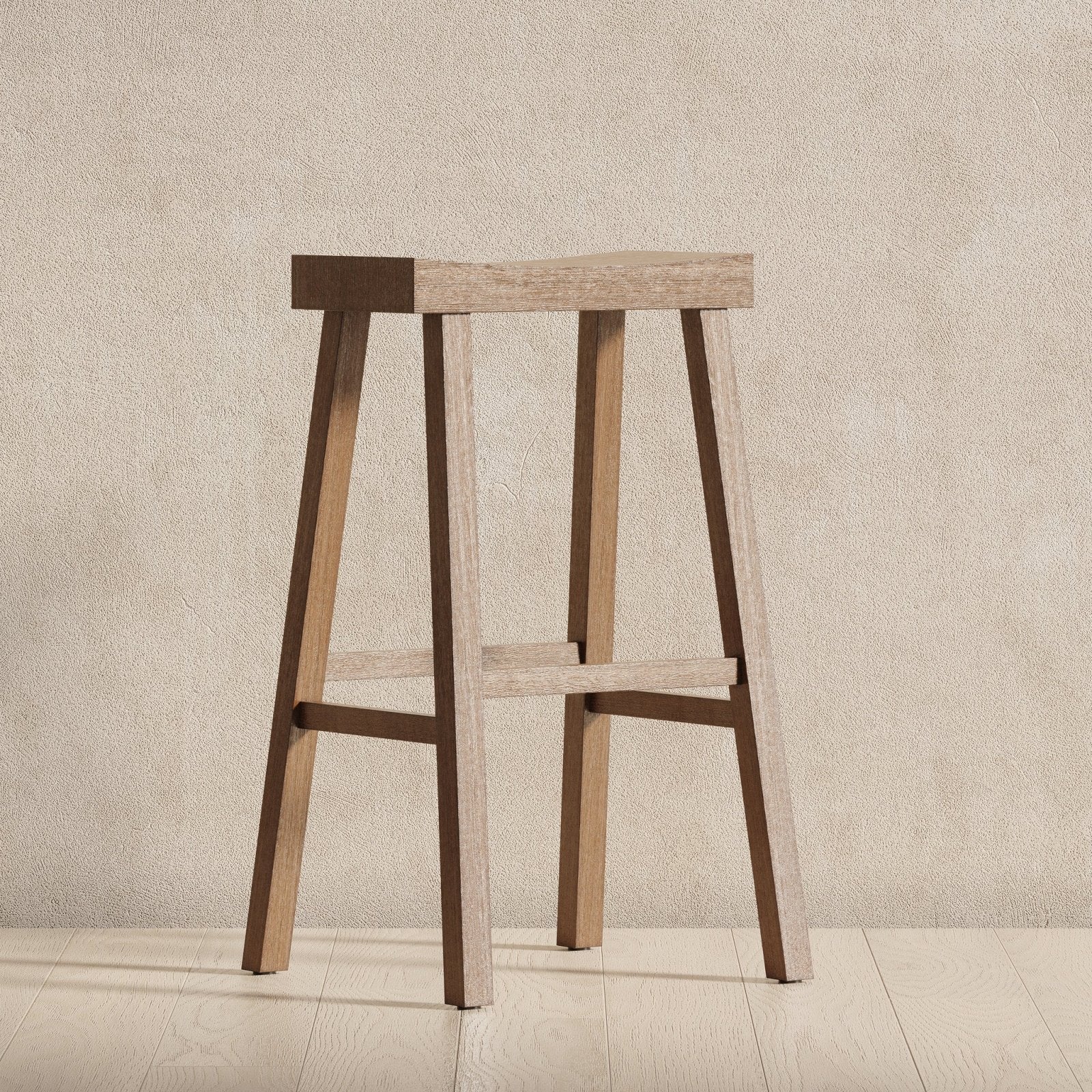 Vincent Bar Stool in Antiqued Natural Finish in Stools by Maven Lane