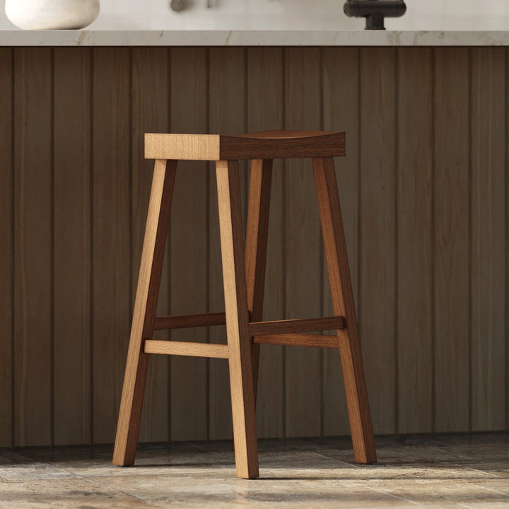 Vincent Bar Stool in Antiqued Natural Finish in Stools by Maven Lane