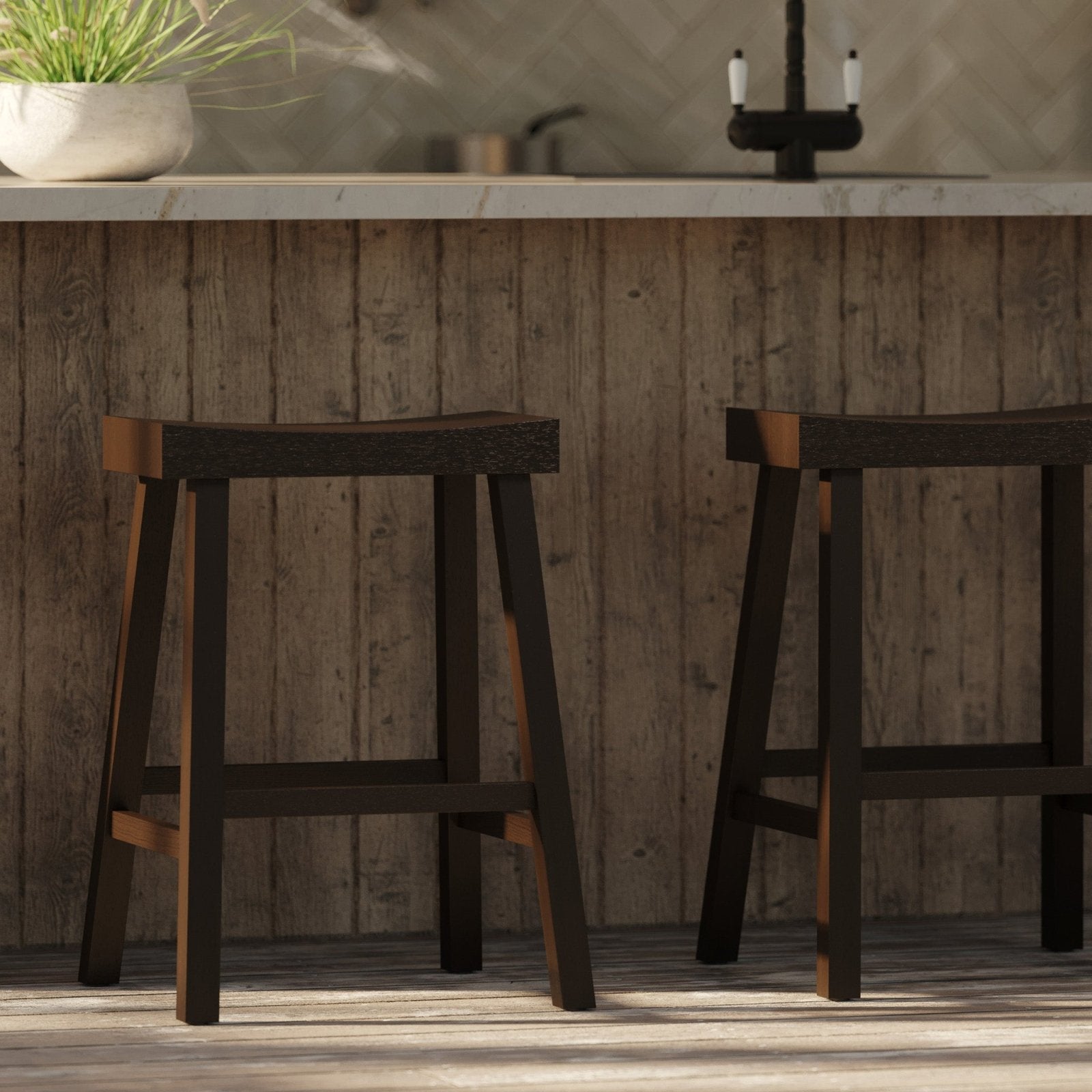 Vincent Counter Stool in Antiqued Brown Finish in Stools by Maven Lane