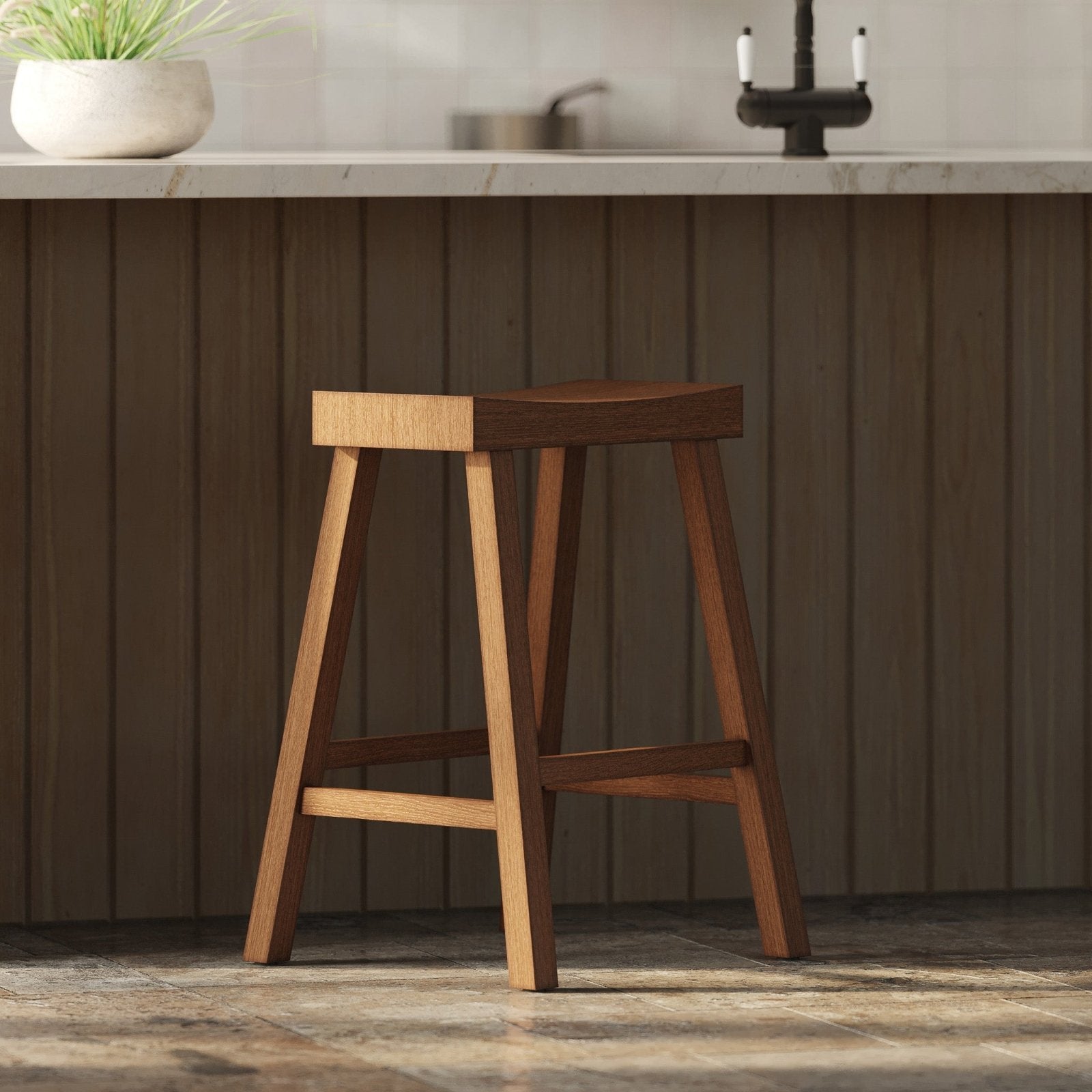 Vincent Counter Stool in Antiqued Natural Finish in Stools by Maven Lane