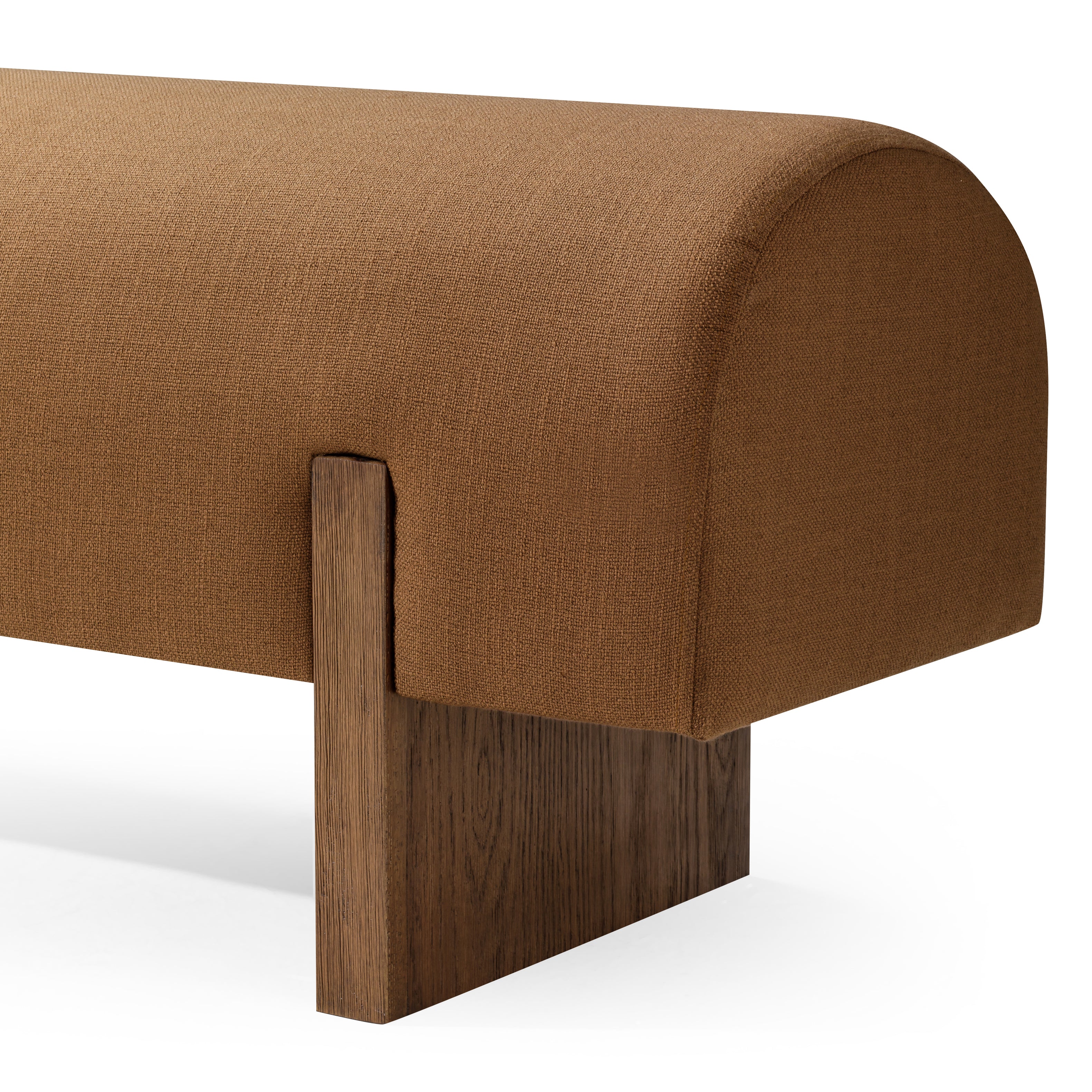Juno Contemporary Upholstered Wooden Bench in Refined Brown Finish in Ottomans & Benches by Maven Lane