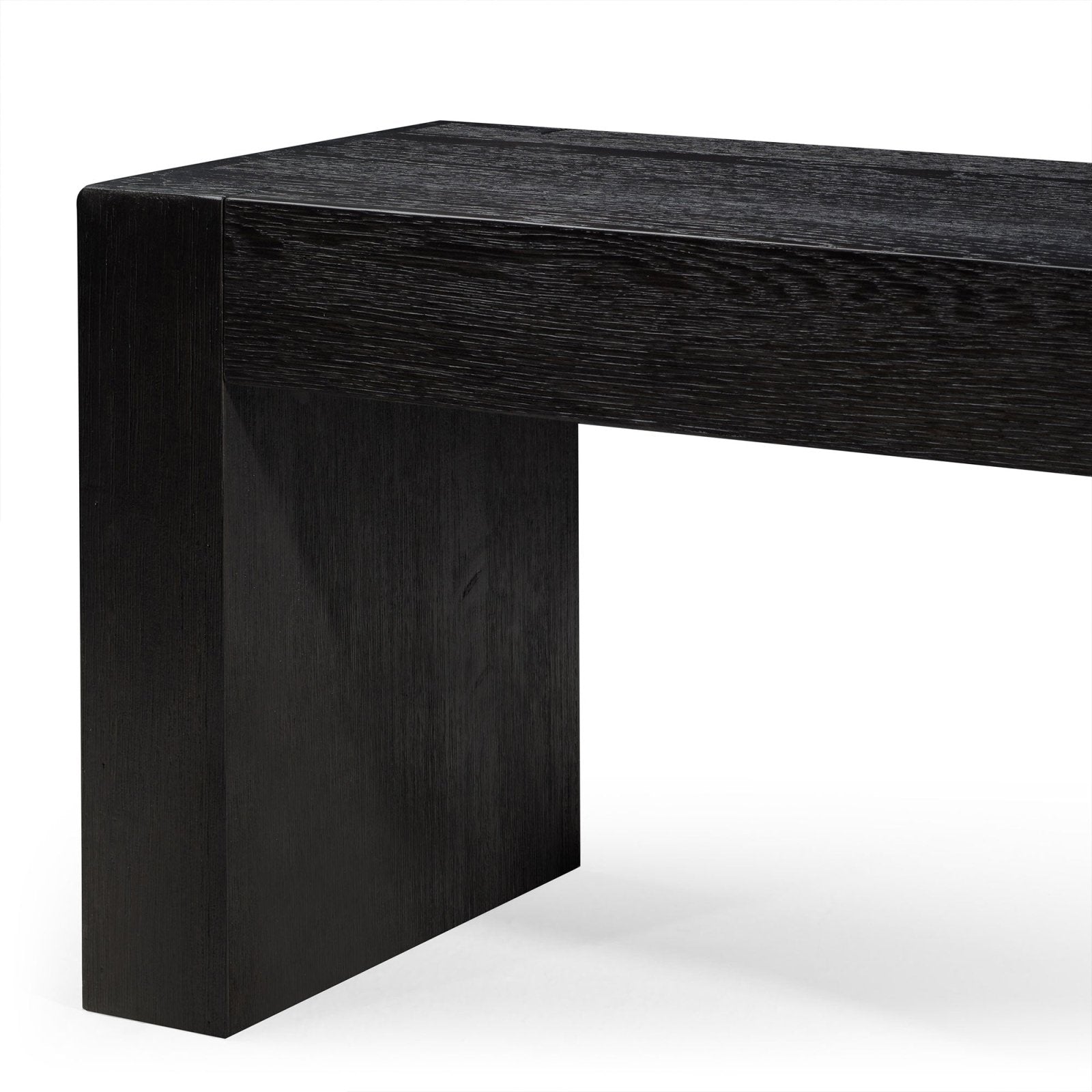 Zeno Organic Wooden Bench in Weathered Black Finish in Bench by Maven Lane