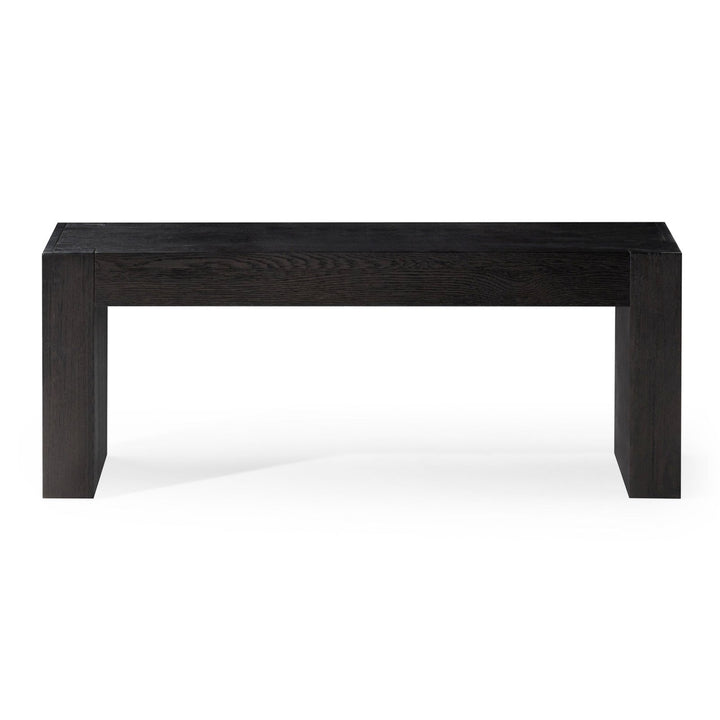 Zeno Organic Wooden Bench in Weathered Black Finish in Bench by Maven Lane