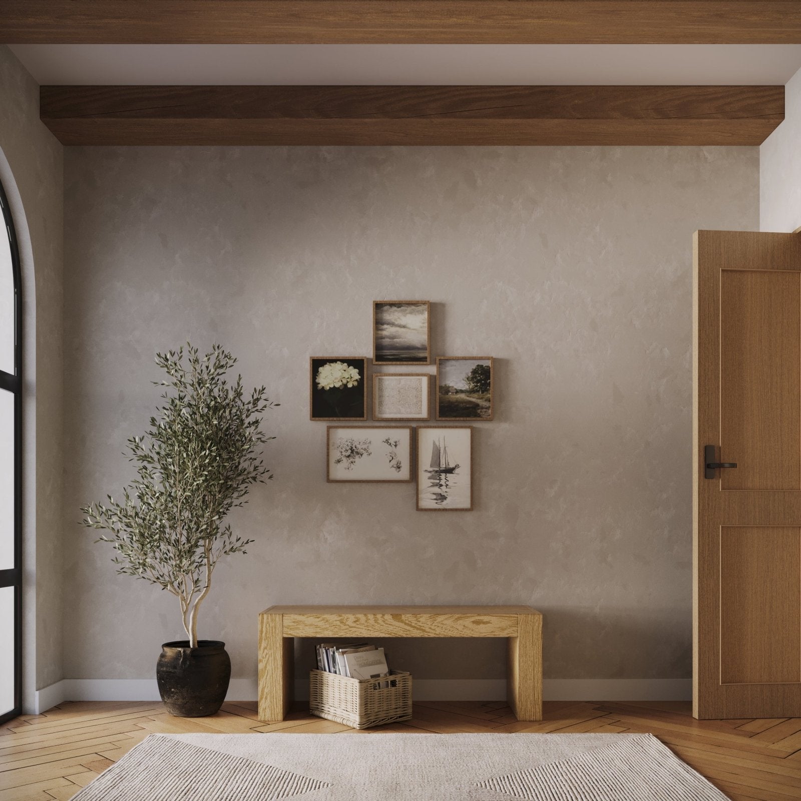 Zeno Organic Wooden Bench in Weathered Natural Finish in Bench by Maven Lane