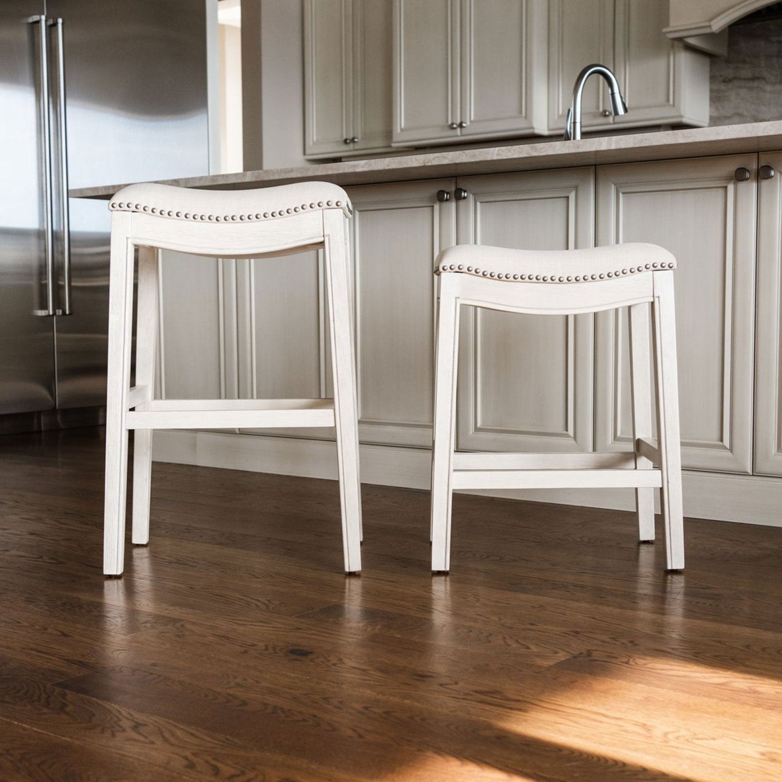 White saddle seat online bar stools